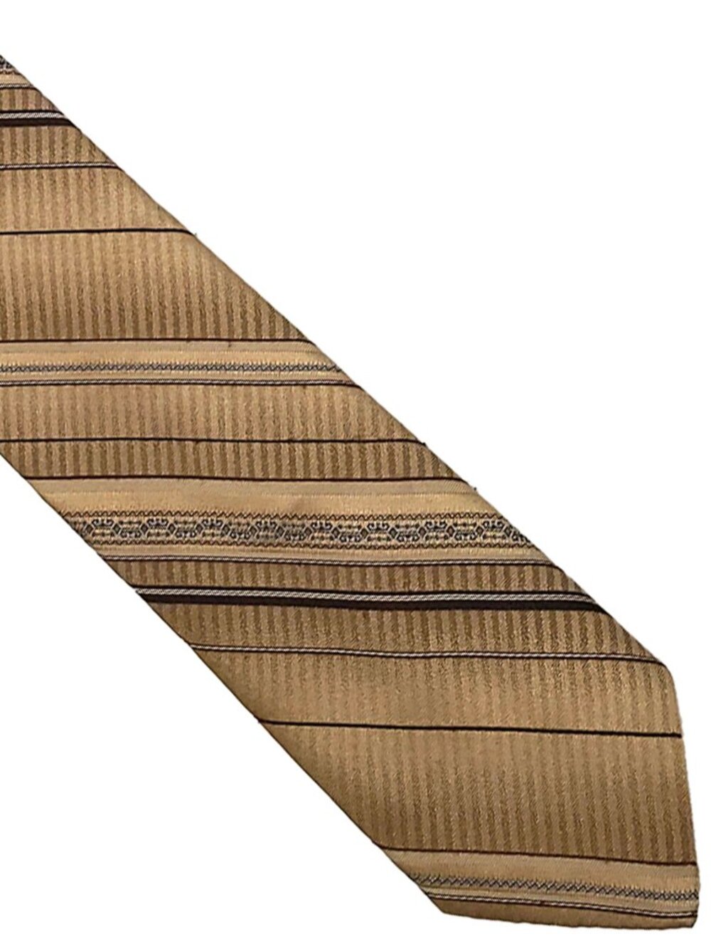 Vintage JC Penney Beige Brown Striped 1970s Polyester Tie Necktie 3 x 56